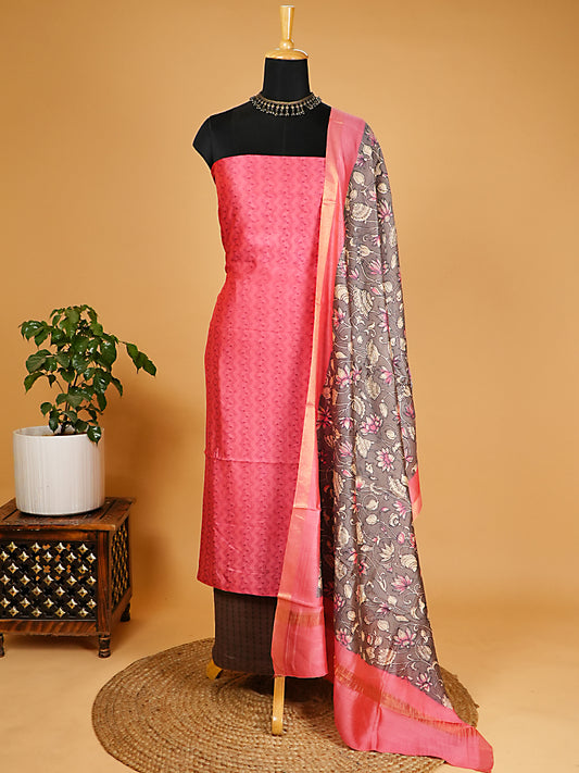 Rose Pink Maheshwari Silk Suit Set