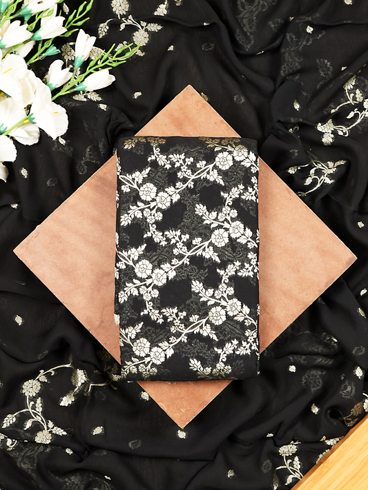 Black Banarasi Khaddi Georgette Suit Set