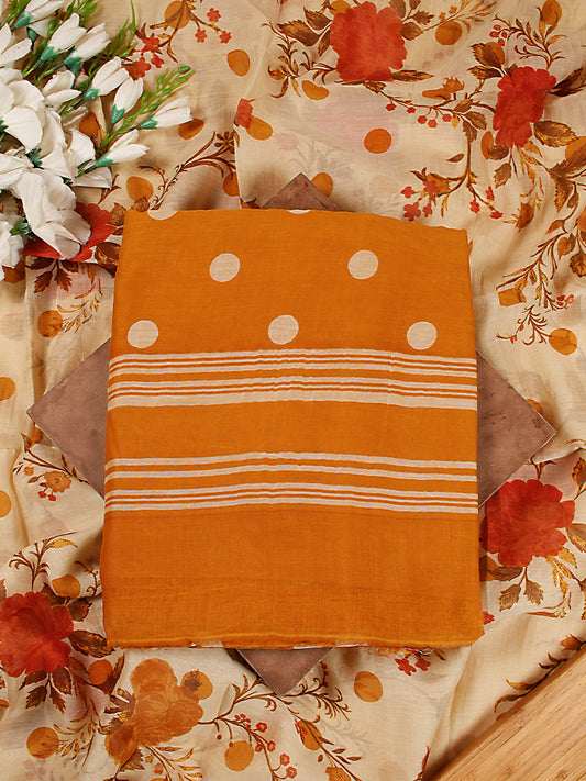 Orange Polka Dots Mul Chanderi Suit Set