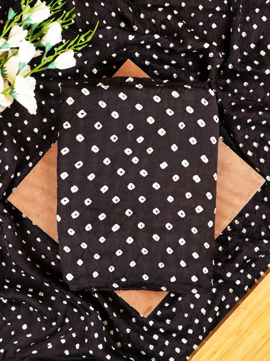 Black Bandhej Modal Silk Suit Set