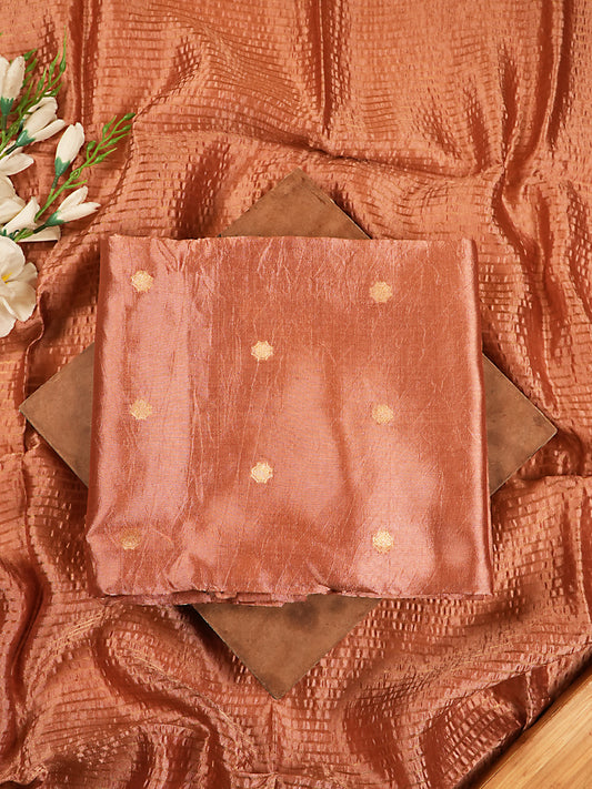 Dusty Rose Handloom Katan Silk Banarasi Booti Suit Set