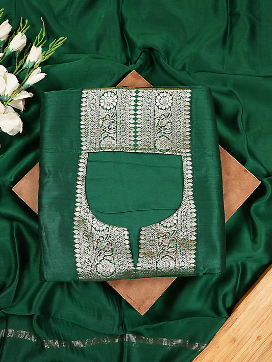 Emerald Green Chiniya Silk Woven Banarasi Suit Set