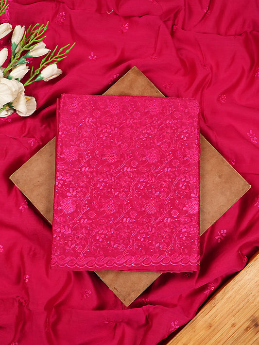 Rani Pink Maheshwari Silk Tonal Embroidered Suit Set