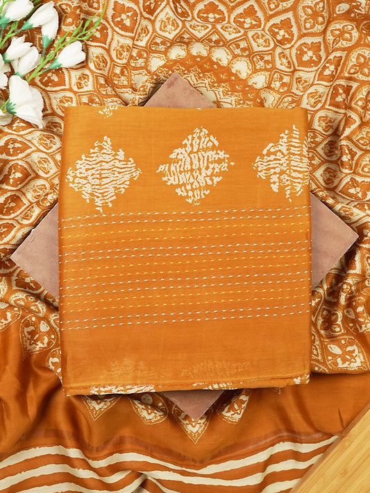 Mustard Maheshwari Silk Suit Set