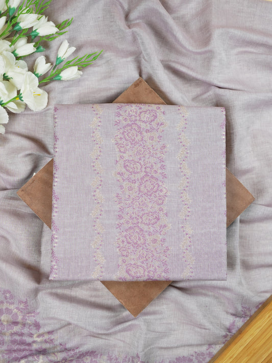 Lavender Khadi Linen Woven Suit Set