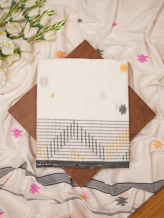 White Mul Cotton Jamdani Weaving Suit Set