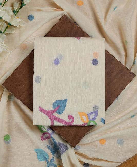 White Multicolour Jamdani Handwoven Suit Set