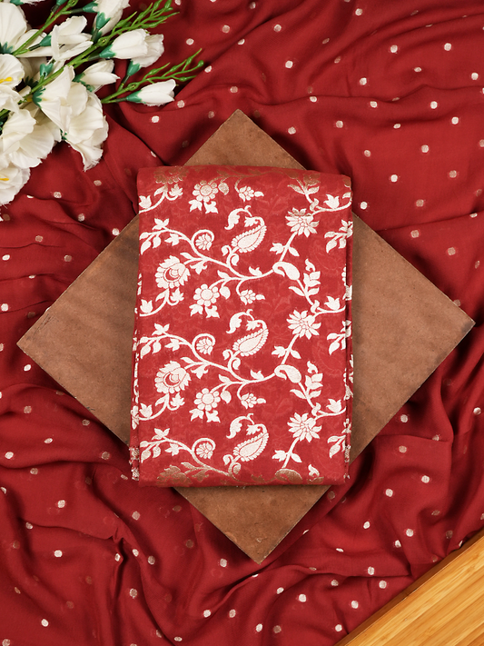 Rust Banarasi Khaddi Georgette Suit Set