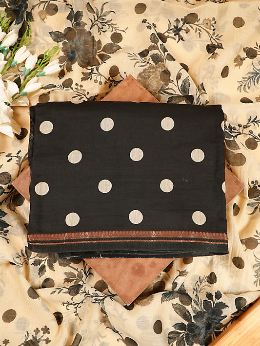 Black Polka Dots Mul Chanderi Suit Set