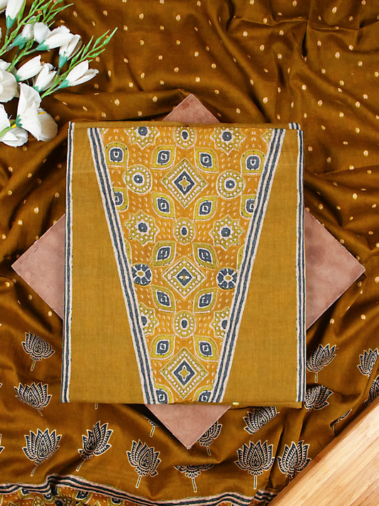 Mehendi Green Soft Cotton Silk Lotus Print Suit Set