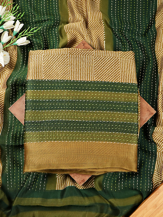 Olive and Forest Green Maheshwari Silk Suit Set