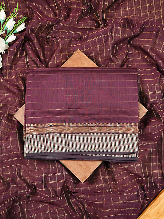 Burgundy Handloom Maheshwari Silk 2-Piece Suit Set