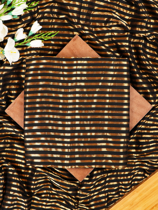 Black Four Peddle Weave Maheshwari Silk Suit Set