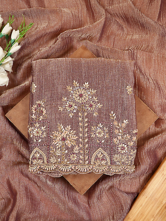 Dusty Mauve Pure Tissue Silk Handwork Suit Set