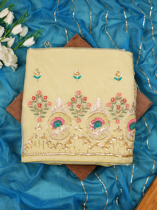 Pista Green Pure Organza Suit with Handwork