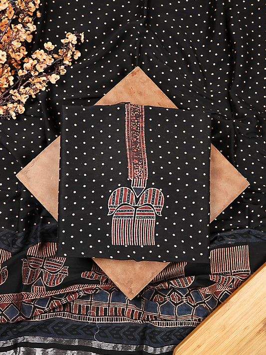 Jet Black Chanderi Silk 2 Piece Suit Set