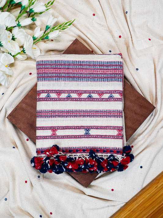 White Kala Cotton Bhujodi Weave Suit Set