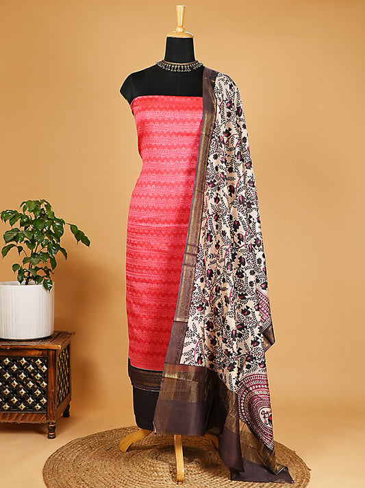 Rose Pink Maheshwari Silk Suit Set