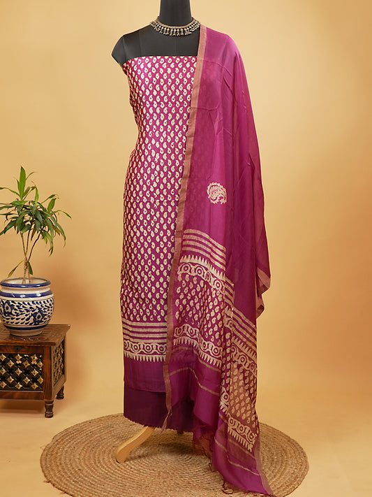 Magenta Maheshwari Silk Suit Set