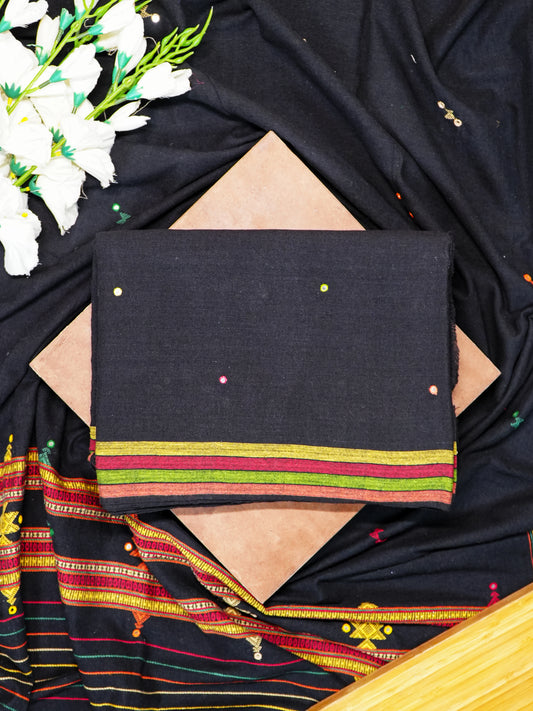 Black Kala Cotton Bhujodi Weave Suit Set