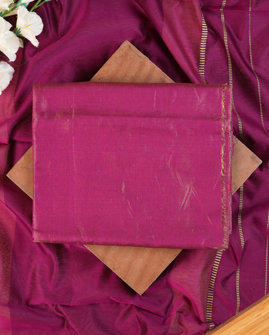 Dark Magenta Maheshwari Silk Four Peddle Weave Suit Set