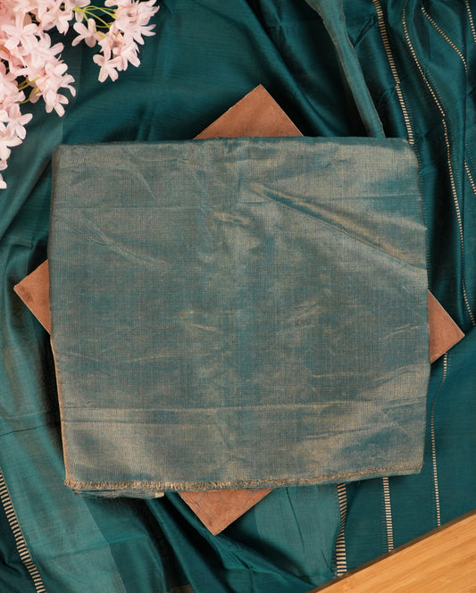 Dark Teal Blue Maheshwari Silk Four Peddle Weave Suit Set