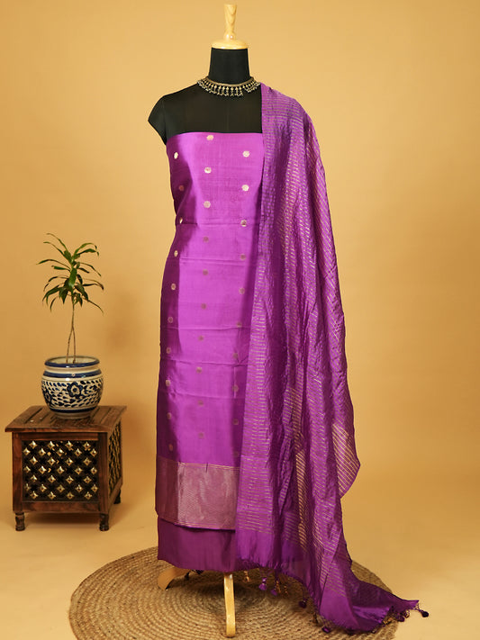 Purple Kanjivaram Silk Banarasi Suit Set