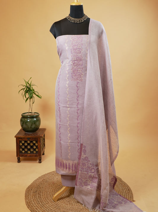 Lavender Khadi Linen Woven Suit Set