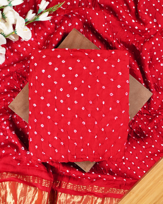 Red Bandhej Modal Silk Suit Set