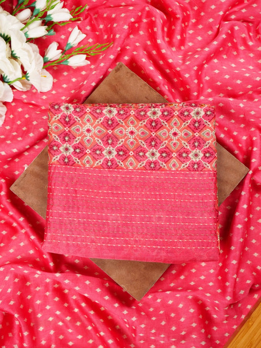 Pink Maheshwari Silk Suit with Patola Print
