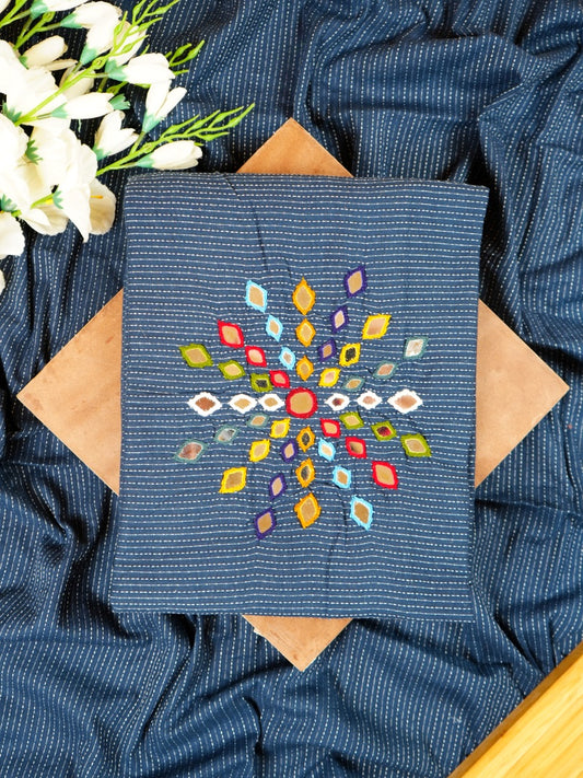 Dark Blue Handloom Co-ord with Kantha & Mirror Work