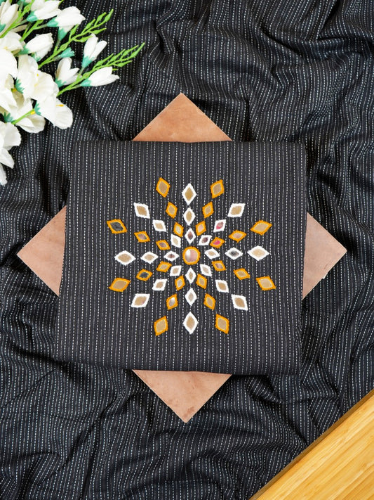 Black Handloom Co-ord with Kantha & Mirror Work