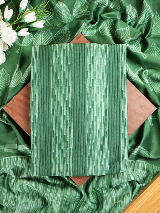 Dark Green Maheshwari Silk Suit With Pintex & Shibori Design