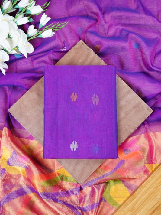 Royal Purple Muslin Jamdani Suit with Paithani Dupatta
