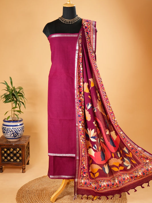 Magenta Organic Linen Suit Set