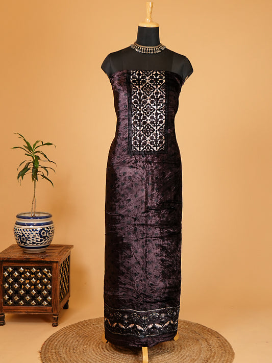 Velvet Kurta Piece with Ajrakh Art