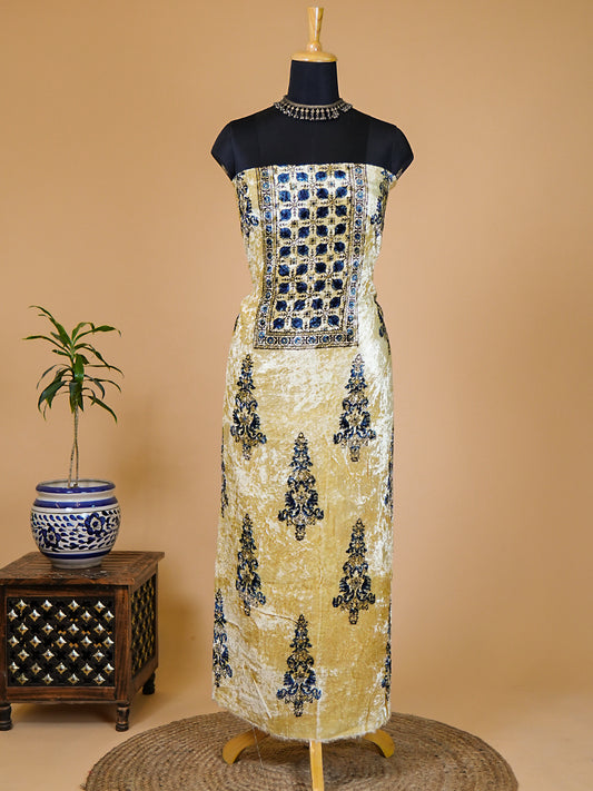Velvet Kurta Piece with Ajrakh Art