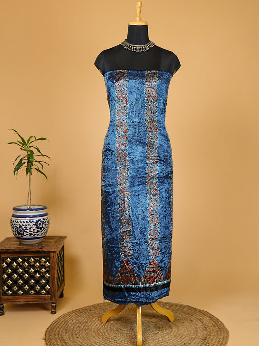 Velvet Kurta Piece with Ajrakh Art