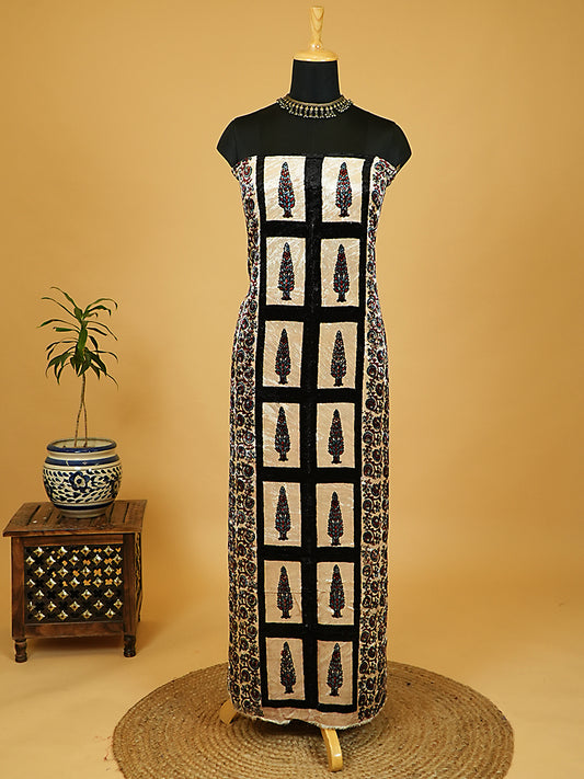 Velvet Kurta Piece with Ajrakh Art