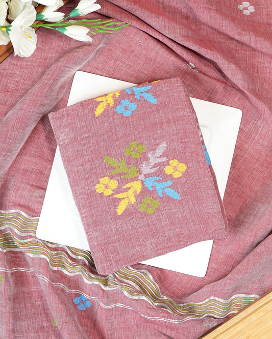 Dusty Pink Handwoven Jamdani Suit Set