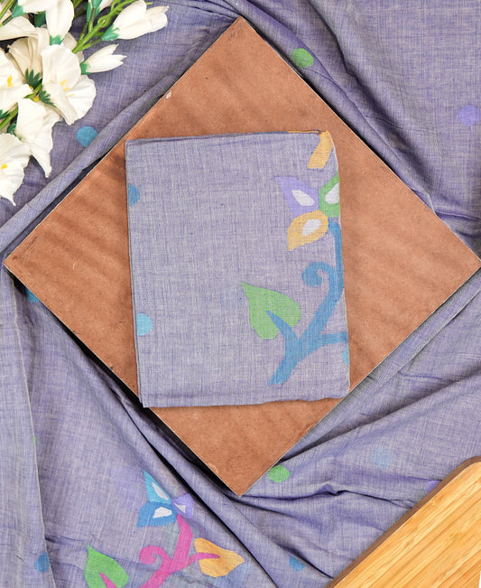 Light Purple Multicolour Handwoven Jamdani Suit Set