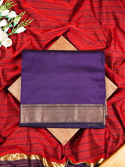 Dark Purple and Magenta Handloom Maheshwari Silk 2-Piece Suit Set