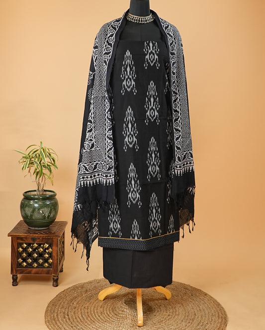 Black & White Ikat Print Suit Set