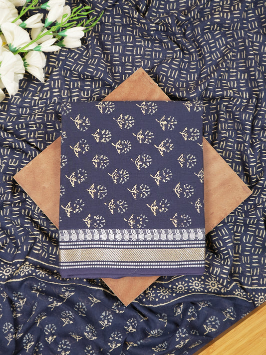 Indigo Blue Pure Cotton Block Print Suit Set