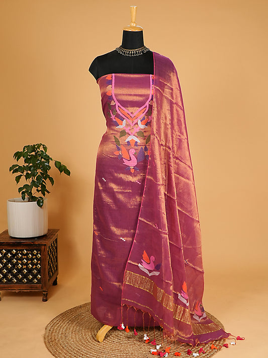 Magenta Tissue Jamdani 2-Pc Suit Set
