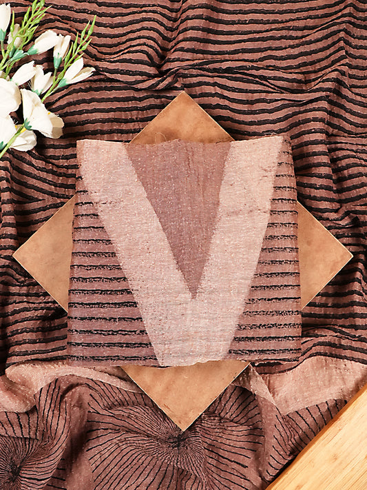 Dusty Rose Geometric Organic Ajrakh Crushed Linen Silk 2-Pc Suit Set