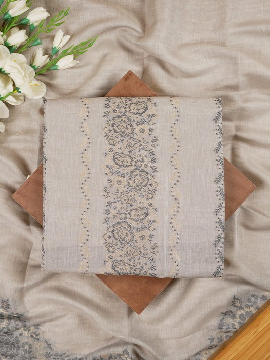 Ivory Grey Khadi Linen Woven Suit Set