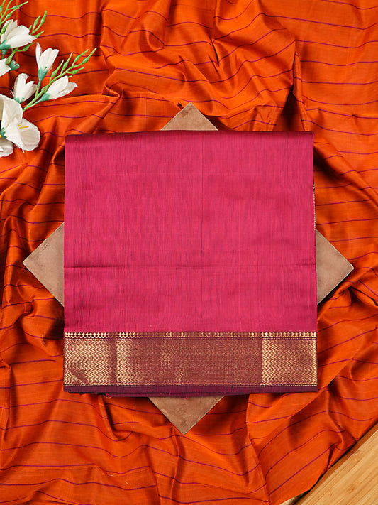 Magenta and Orange Handloom Maheshwari Silk 2-Piece Suit Set