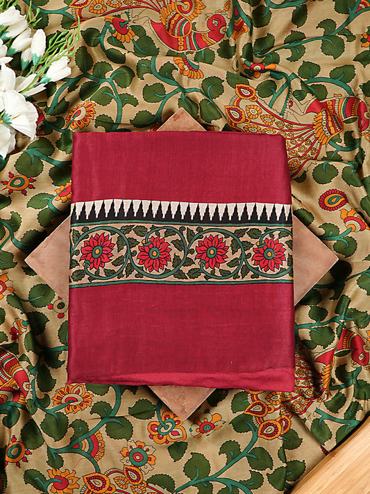 Magenta Maheshwari Silk Suit with Artistic Dupatta