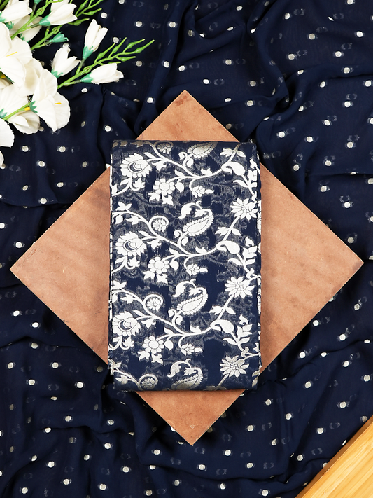 Navy Blue Khaddi Georgette Suit Set